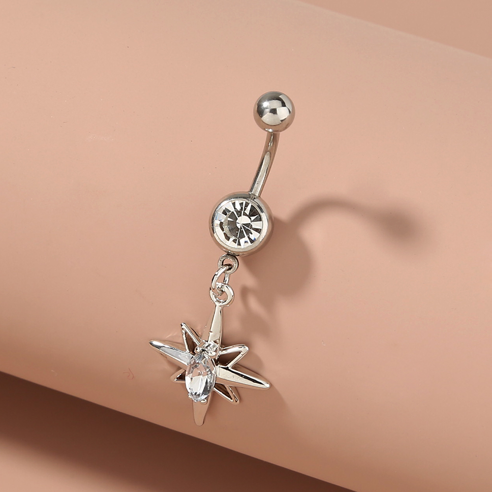 Europe and the United States exaggerated stainless steel belly button nail diamond skylight star pendant accessories female Yiwu wholesale