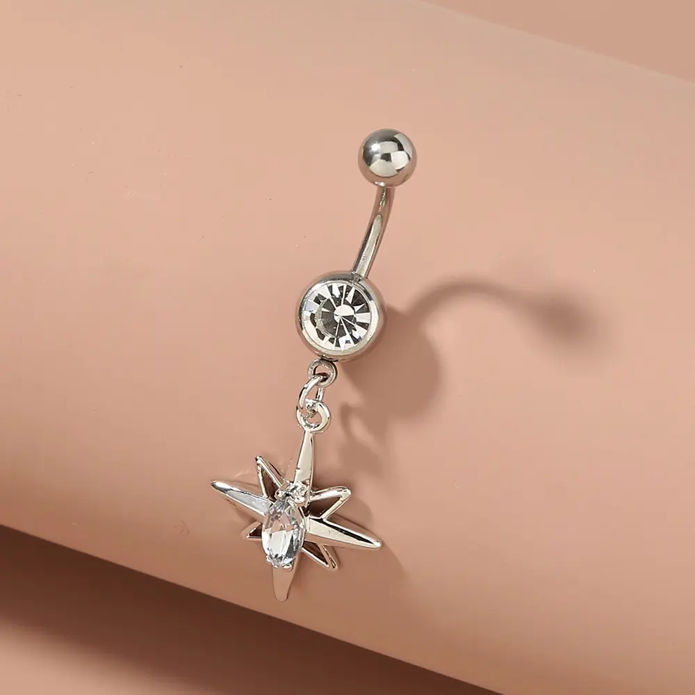 Europe and the United States exaggerated stainless steel belly button nail diamond skylight star pendant accessories female Yiwu wholesale
