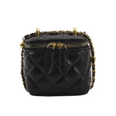 Lingge Chain Bucket Bag Women Fashion Messenger Bag High Sense Shoulder Bag - Black - View 1