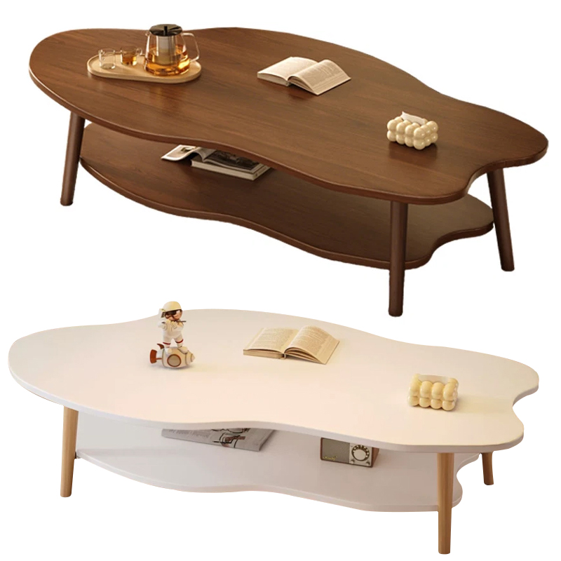 2 Layer Coffee Table Tea Table Cloud Modern Living Room Desk W  Storage Shelf UK