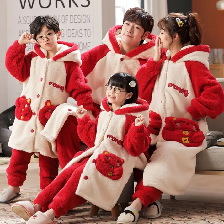 Autumn And Winter Parent-child Coral Velvet Pajamas
