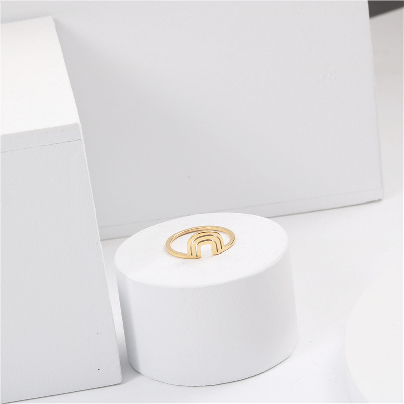 Titanium Steel Plated With 18k Gold New Product With Personalized Full Diamond Geometric Ring