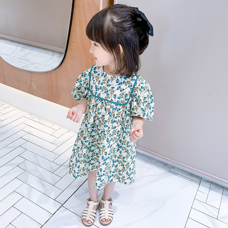 Girls Fashion Casual Floral Cotton Dress