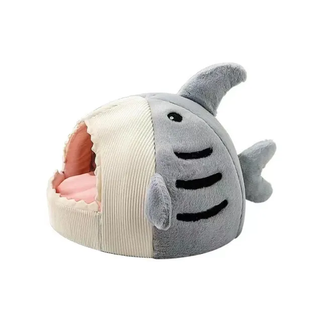 Cosy And Soft Hideout House For Cats With Shark Kennel Gray - Shop at LoveMi