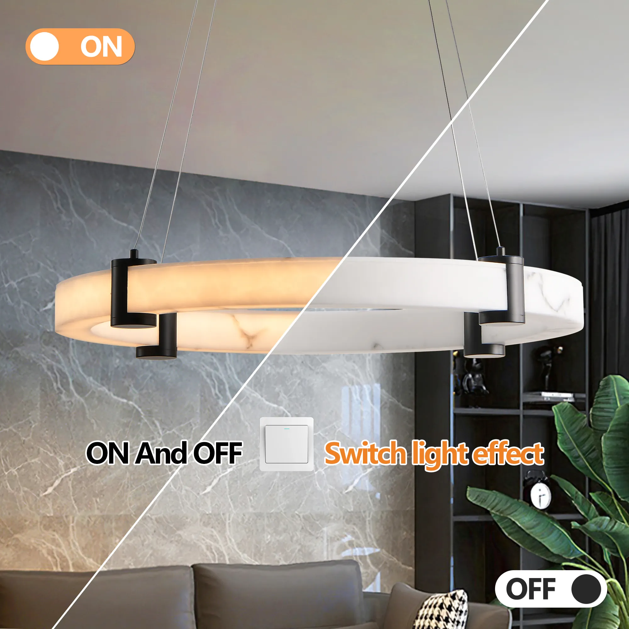 Modern LED Pendant Light, 24-Inch Round Hanging