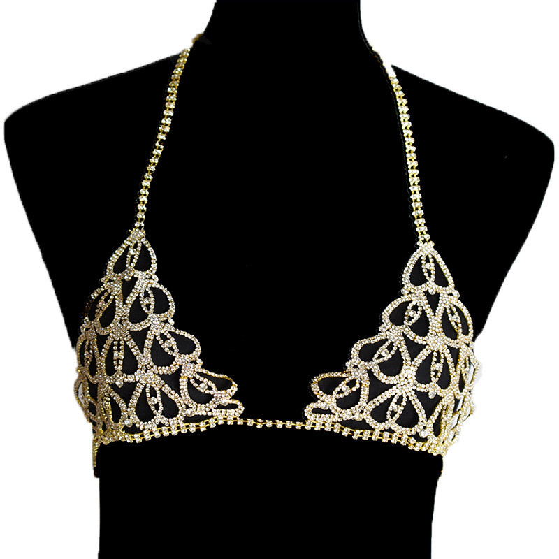 Rhinestone Claw Chain Peach Heart Body Chain Set