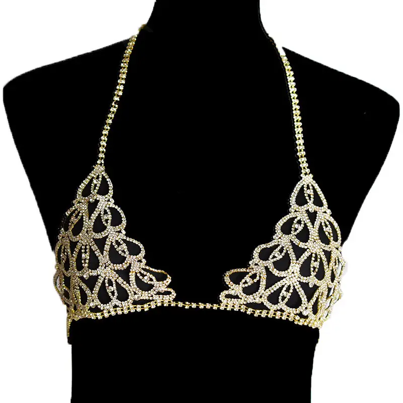 Rhinestone Claw Chain Peach Heart Body Chain Set
