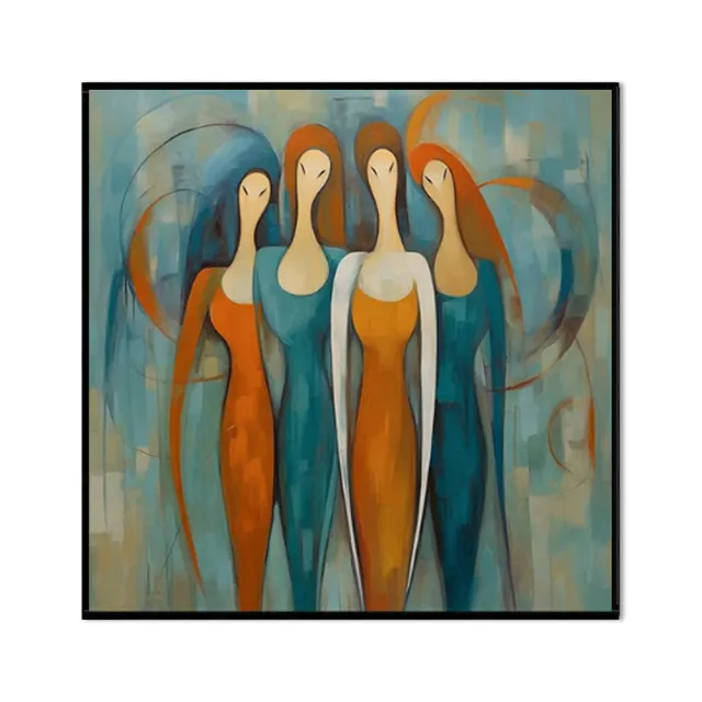 Characters Handmade Oil Painting On Canvas Wall Art Decoration Modern Abstract Four Female Portrait Color For Home Room Decor Rolled Frameless Unst... Without Inner Frame - Shop at LoveMi