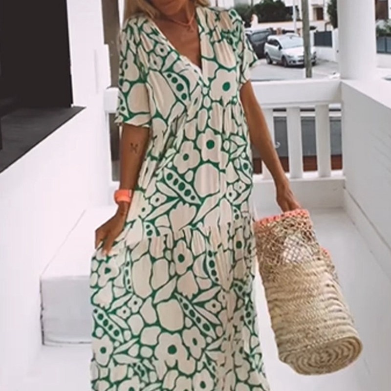 Women's Loose Slimming Large Size Floral Dress