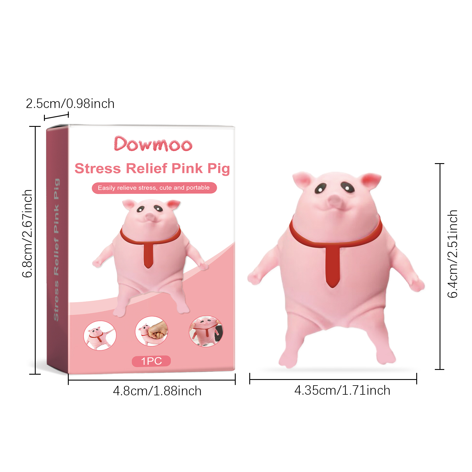 Cute Stress Relief Pig Squeeze Toy, TPR Fidget Toy For Anxiety Relief 8