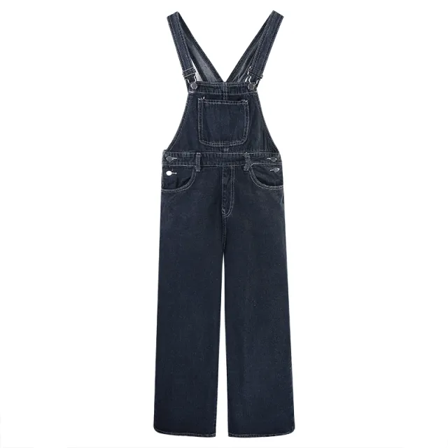 Fashion Denim Overalls Women's Retro Wide Leg Pants Blue Black - Shop at LoveMi