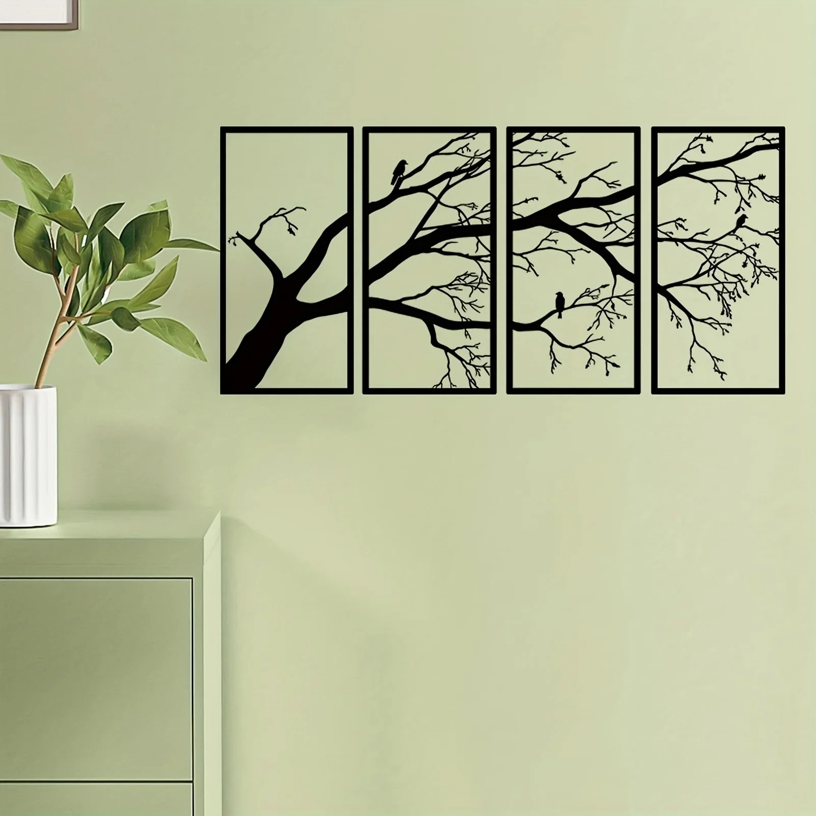 Luxury Metal Wall Art Decor Set Of 4 - Black Tree Of Life Sculpture view 10