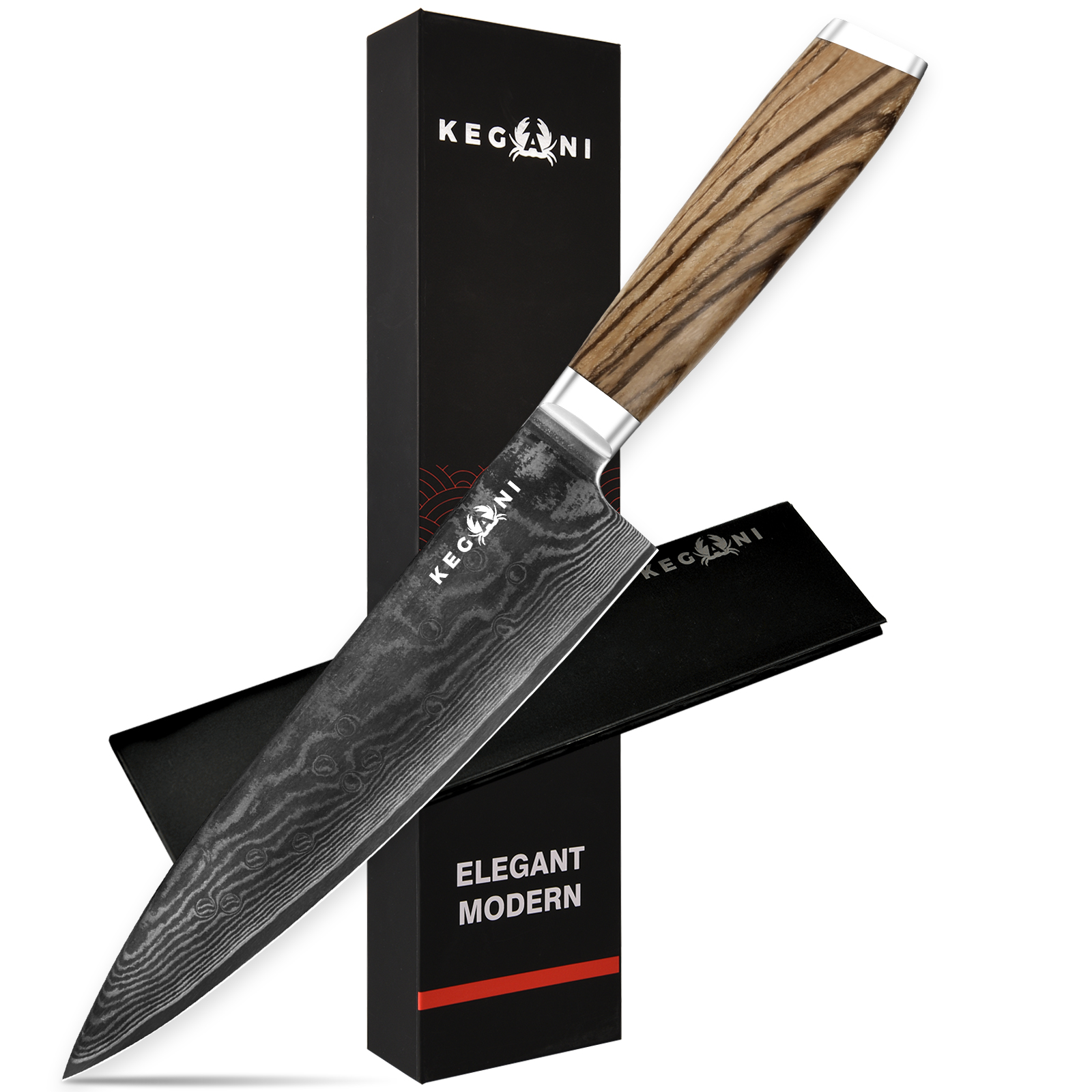 Kegani Chef Knife - 8 Inch Japanese Knife, 67 Layers Japanese VG-10 Damascus Steel Ultra Sharp Kitchen Knife, Professional Chef Knife Gyuto Knife- Ergonomic Full Tang Handle