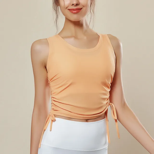 Women's Sleeveless Sports Top Drawstring Yoga Clothes Orange - Shop at LoveMi