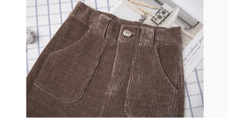 Title 7, Thick Elastic Cigh Waist And Slim Corduroy Flar...