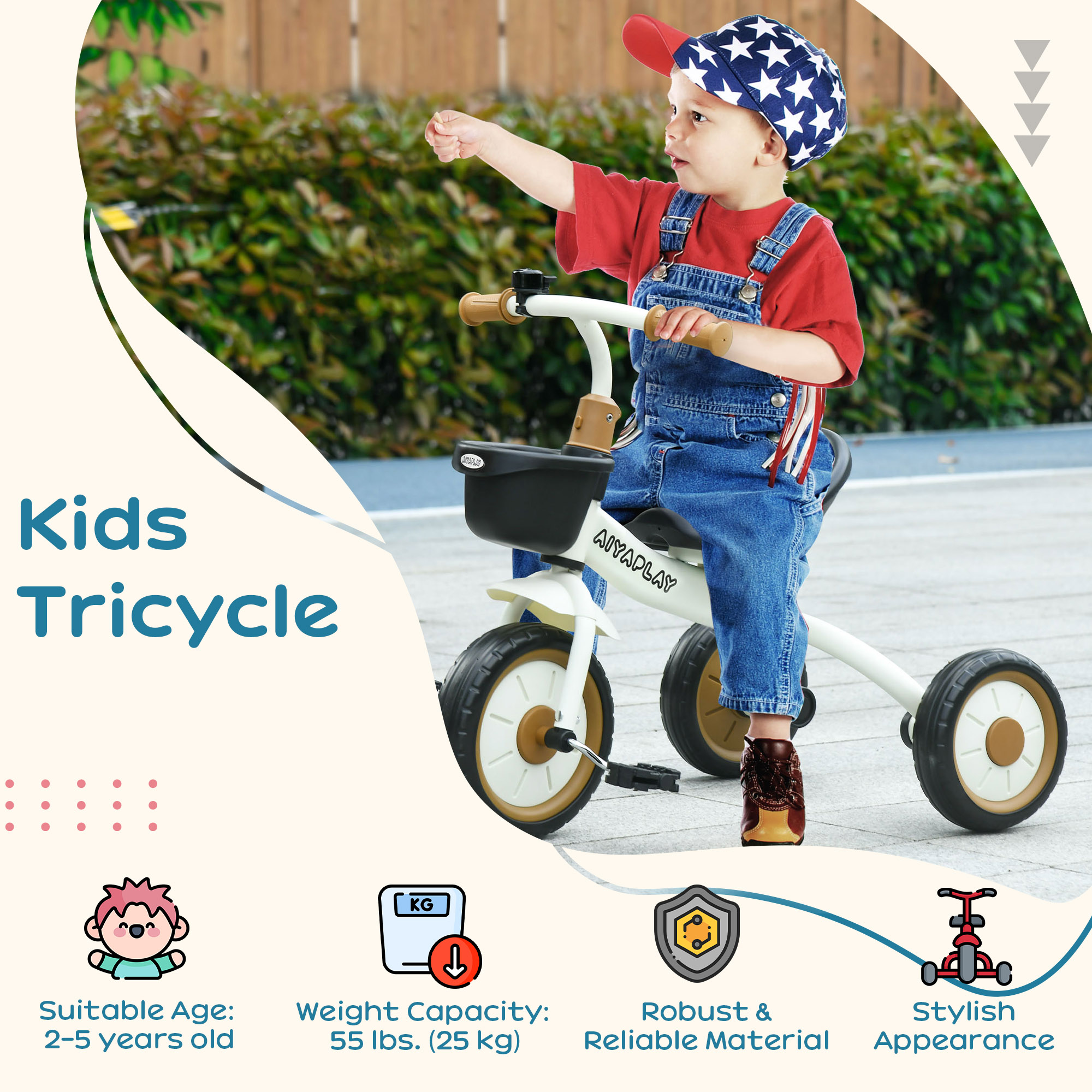 Children's Tricycle With Adjustable Seats, Basket, And Bell, Suitable — image 10