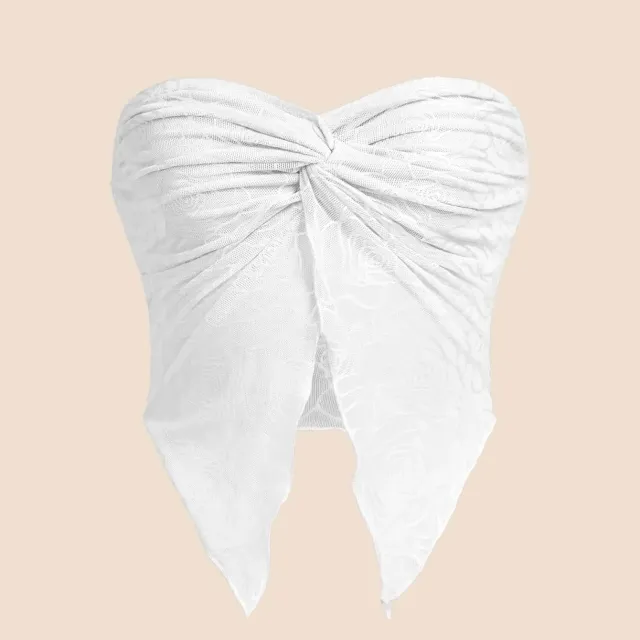 Women's Mesh Stitching Chest wrapped Collar Backless Underwaist Light Gray - Shop at LoveMi