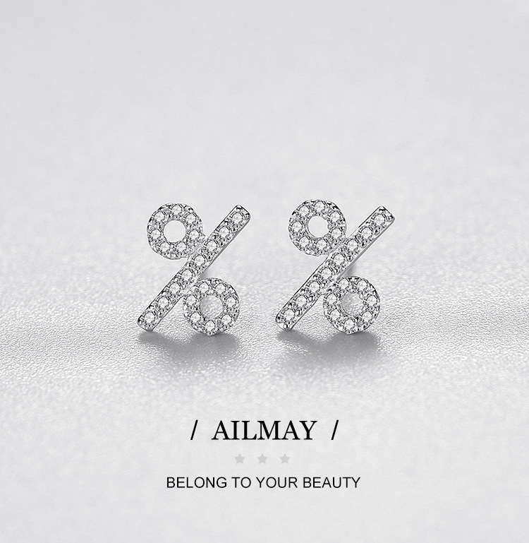 S925 Sterling Silver Percent Size Earrings
