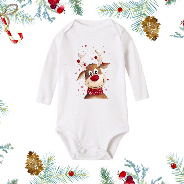 Christmas Newborn Baby White Long Sleeve Jumpsuit — foto 11