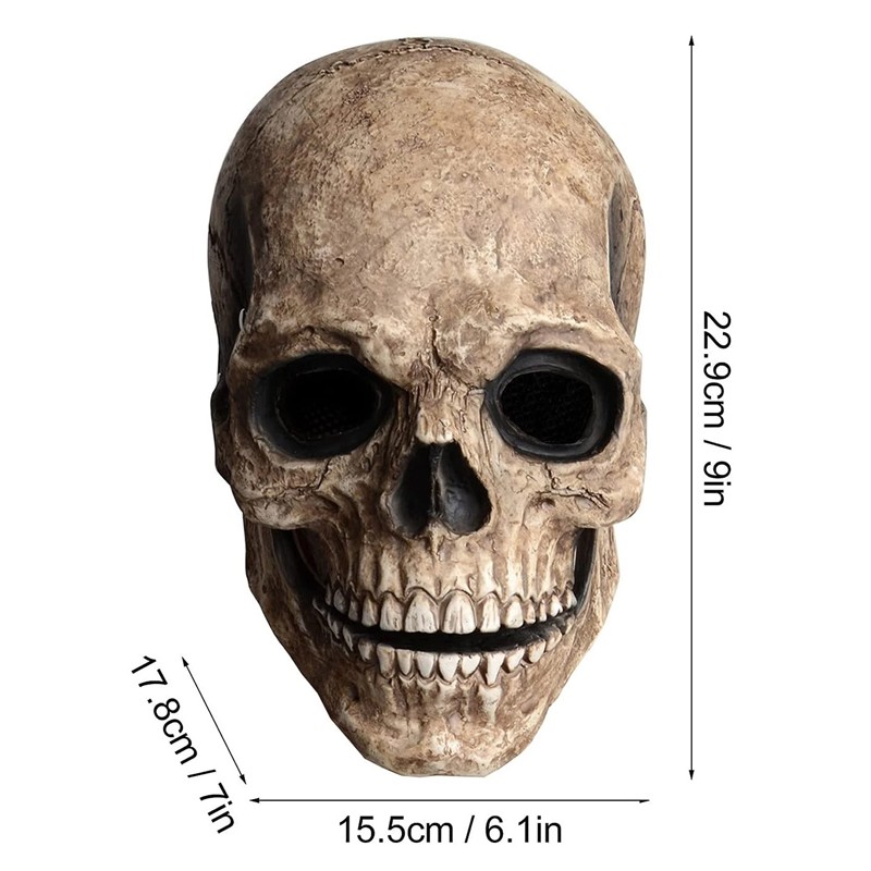 Full Head Skull Mask Helmet W& Movable Jaw Halloween Party Prop Latex Headgear — image 6