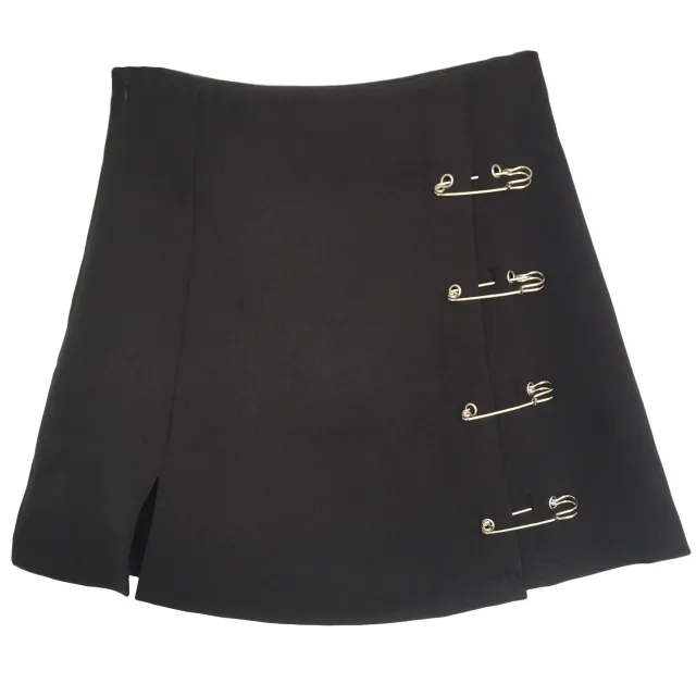Flectit Punk Rock Style Safety Pin A Line Mini Skirt With Black - Shop at LoveMi