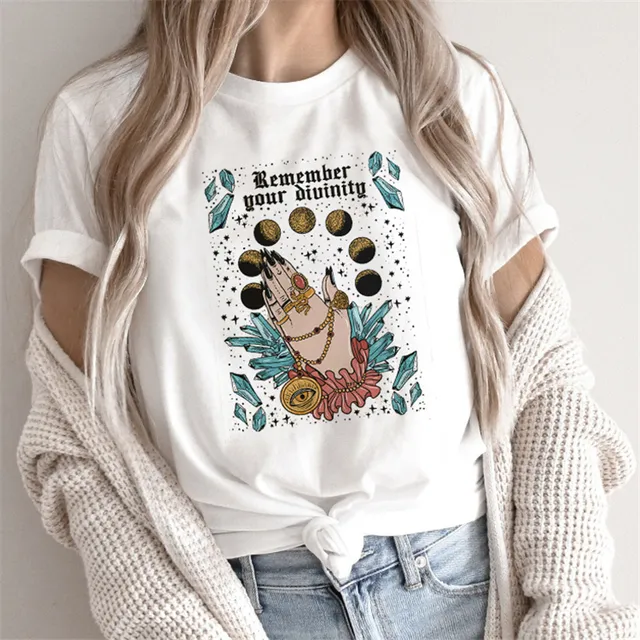 Fashion Tarot Women Print T shirts Female Cartoon Tops Color8 - Shop at LoveMi