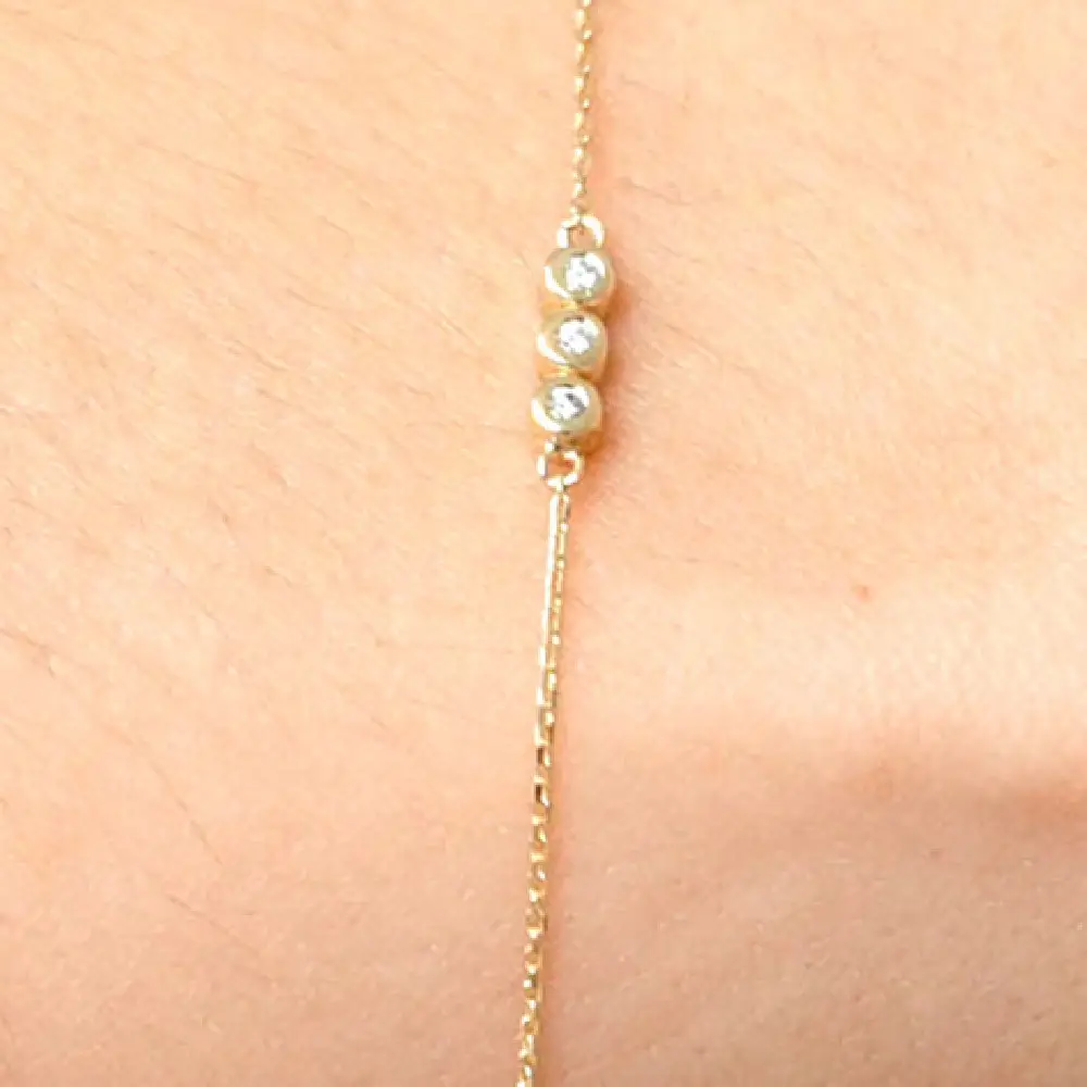 Sterling Silver Triple Diamond Bracelet