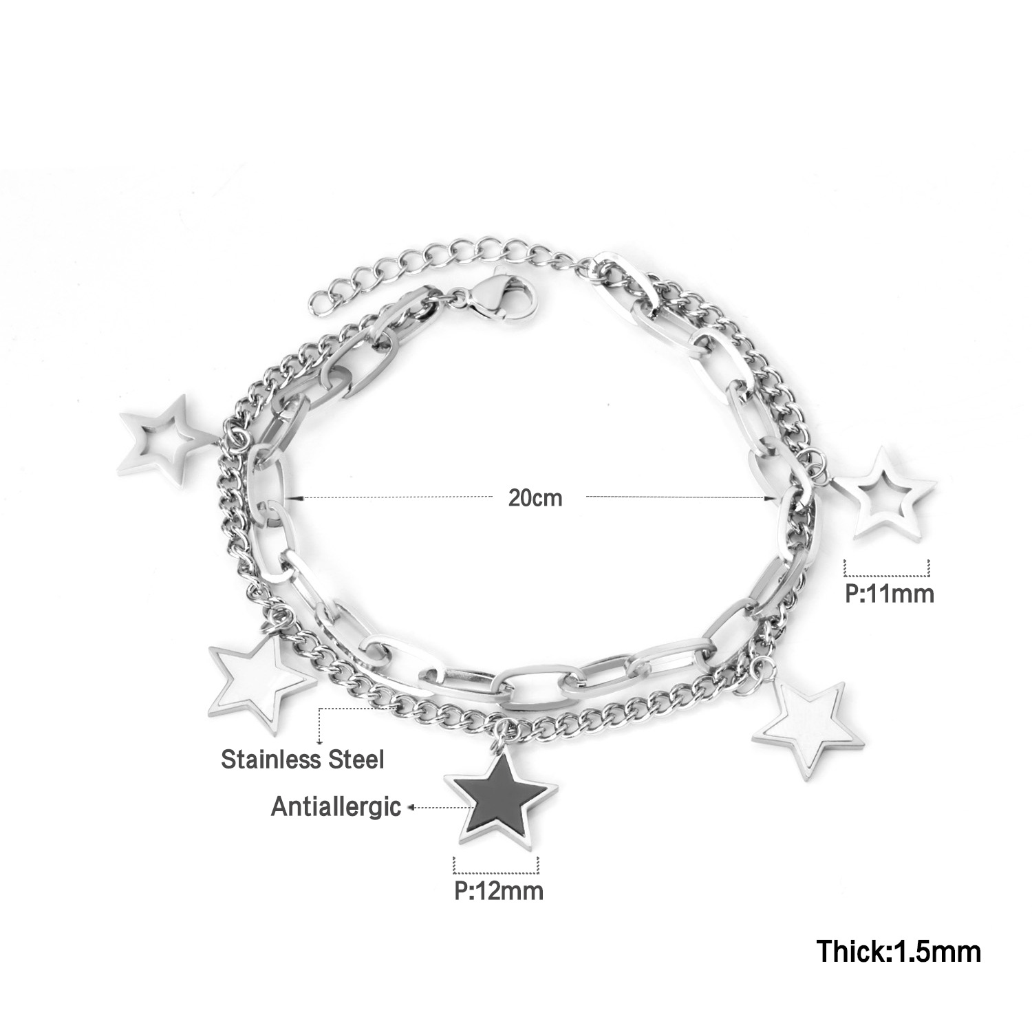 Mini Personality Female Star Pendant Bracelet Double Layer Chain
