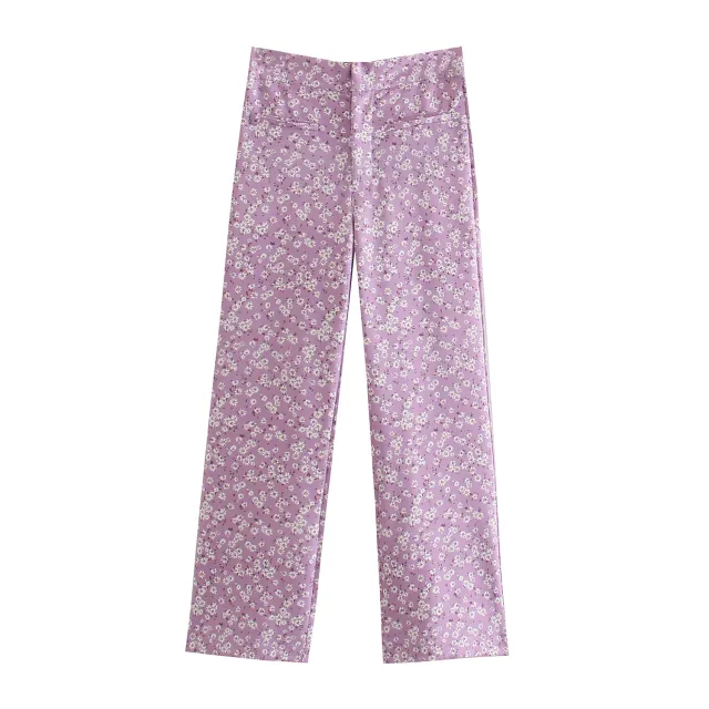 Fashion Printed Mini Straight Leg Pants Pink - Shop at LoveMi