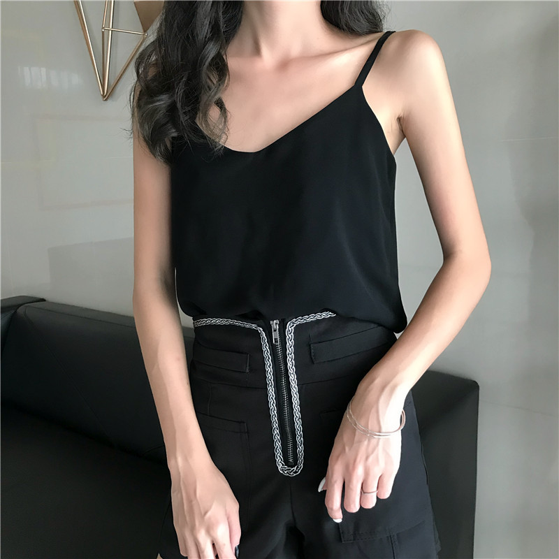 Title 5, V-neck Double Layer Chiffon Vest Sling Women Pl...