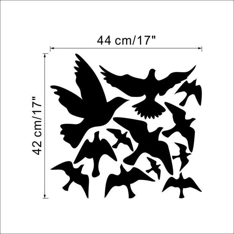 Black Carved Seagull Flying Bird Wall Sticker - 1Style