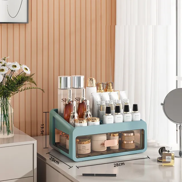 Desktop Transparent Drawer Cosmetic Storage Box Large 2Nd Floor Bluegray - Shop at LoveMi
