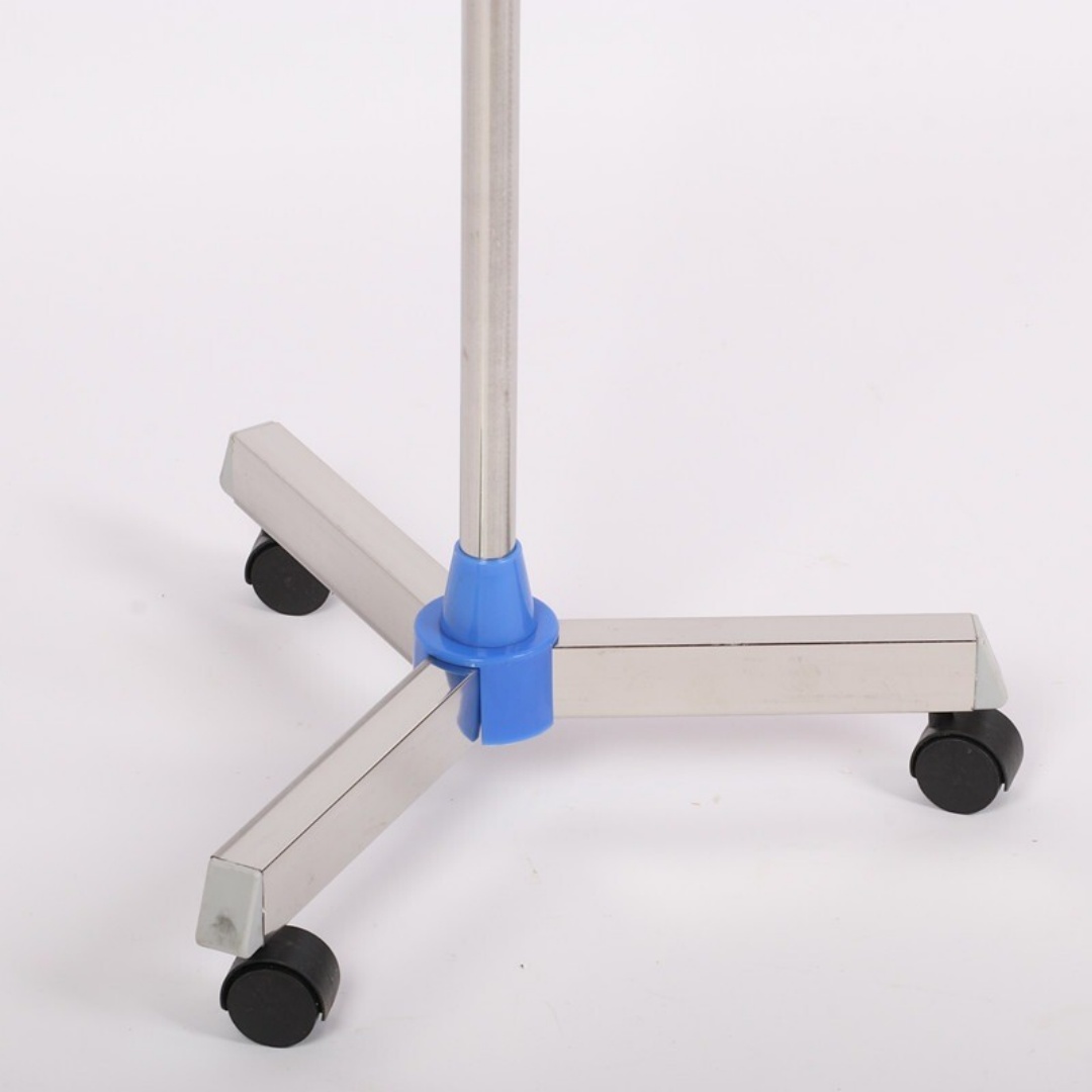 Portable IV Pole Drip Bag Stand Intravenous Silver Foldable Wheel — image 9