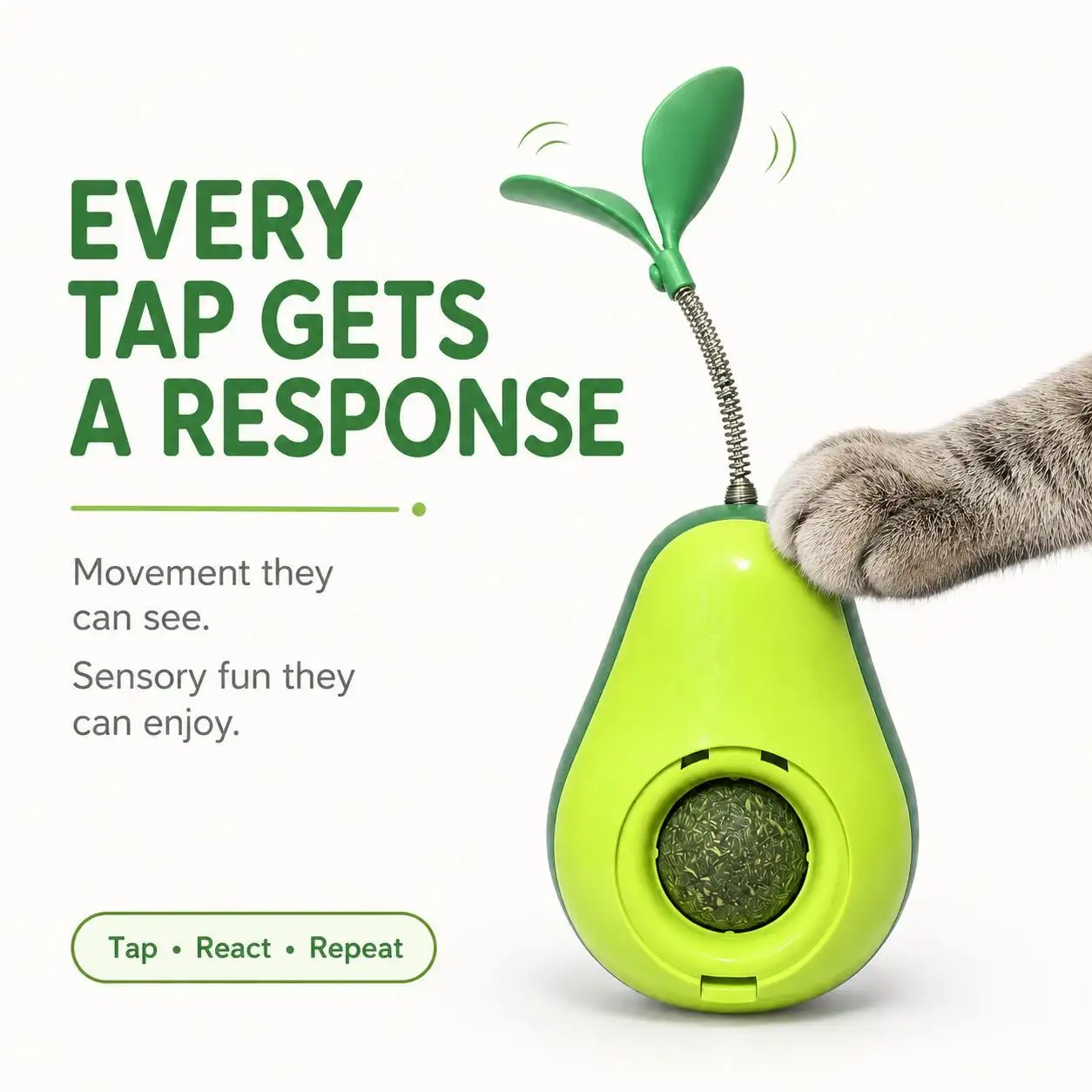 Avocado-Shaped Cat Tumbler Toy Interactive Wobble That