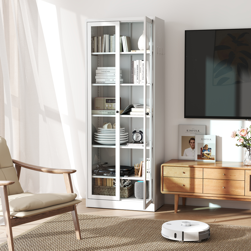 Metal Kitchen Pantry Cabinet - 72in Tall Storage W 5 Adjustable Shelves, White Freestanding Unit For Kitchen Pantry & Living Room 3