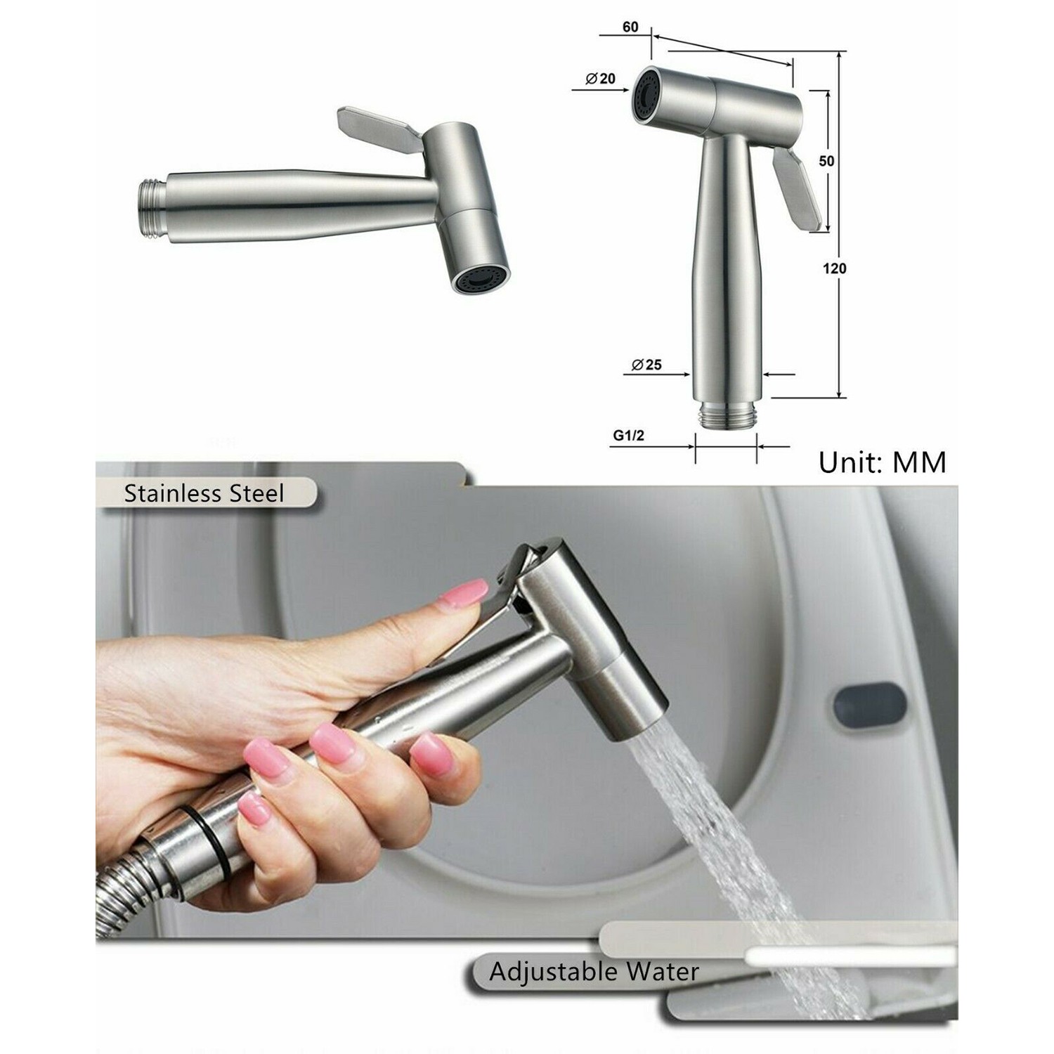 Handheld Shower Head Bidet Attachment - Bathroom Hose Kit & Shattaf Adapter — image 11