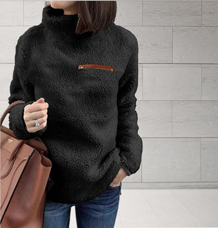 Title 4, Fashion zipper high neck warm blouse sweater