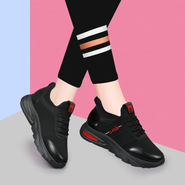 Round Toe Viscose Shoes Casual Black Lace up Low top Shoes Red - Shop at LoveMi