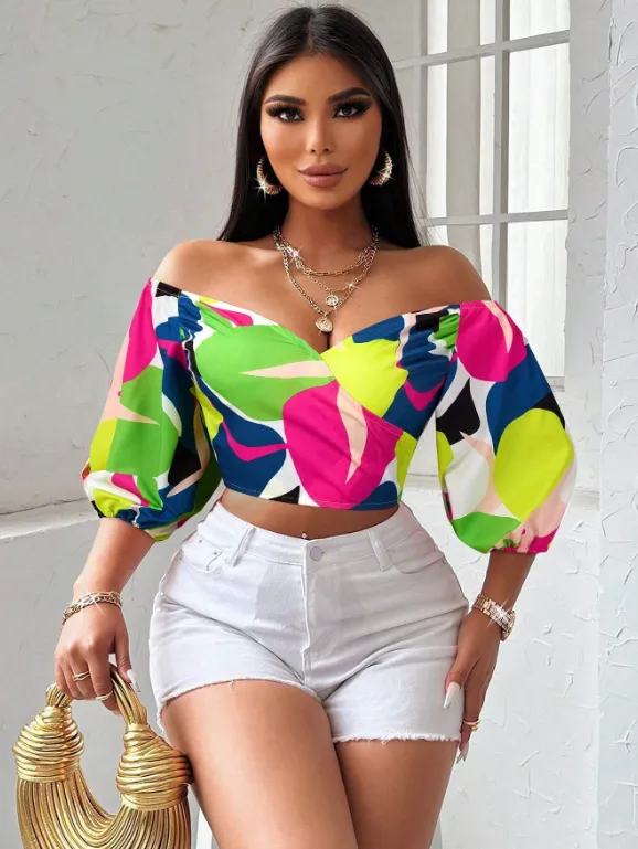 Women's Casual Short Sleeve Blouse Multicolor - Shop at LoveMi