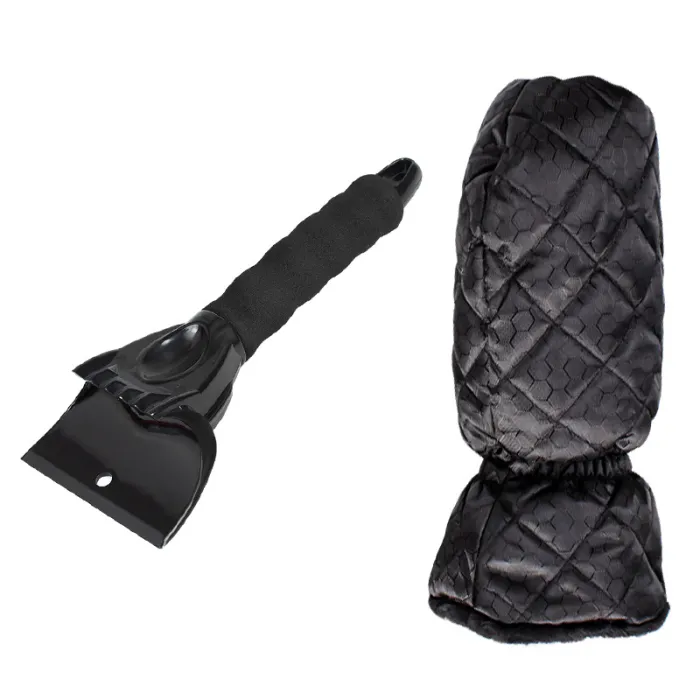 Ice Scraper with Warm Mitten, Car Windshield Snow Scraper with Fleece-Lined Glove - detail photo 1