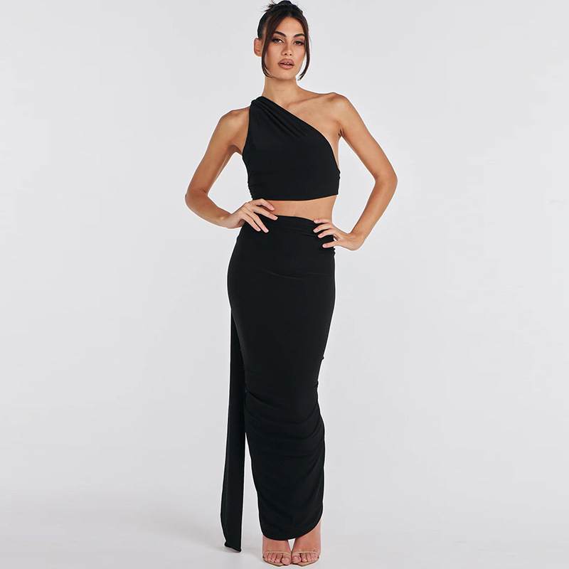 Title 15, Fashion Backless Tube Top Slim Fit Pleated Skirt