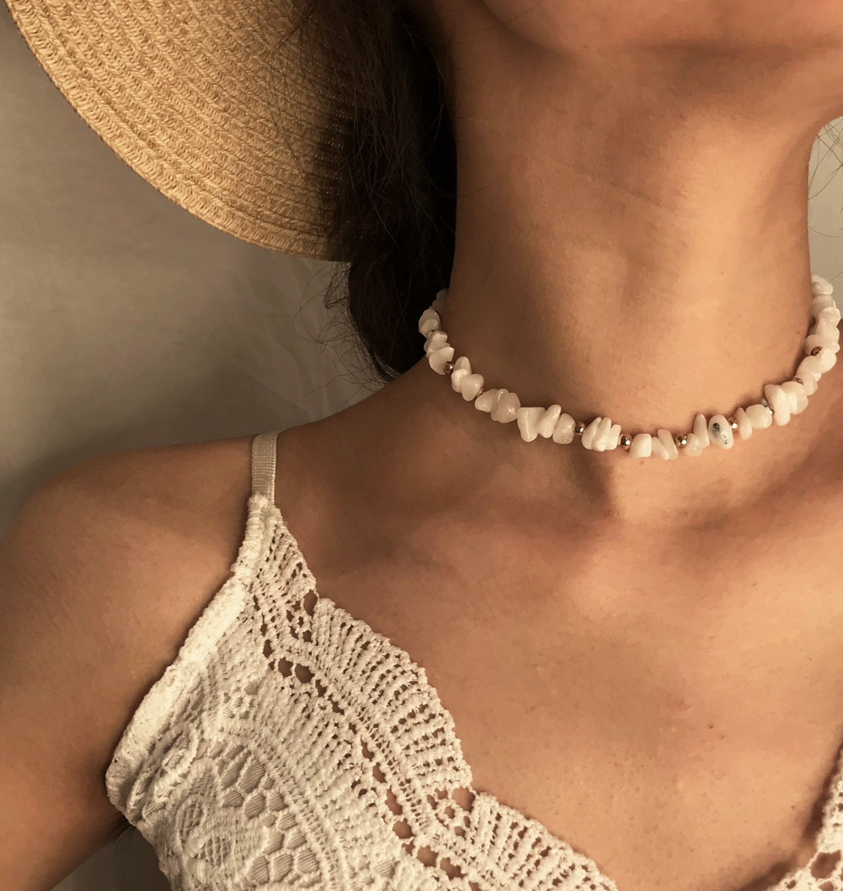 Multi-layer Shaped Pearl Rice Bead Clavicle Necklace