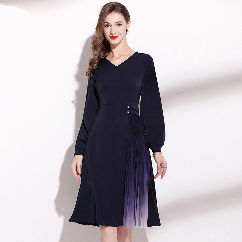 Satin V-Neck A-Line Dress