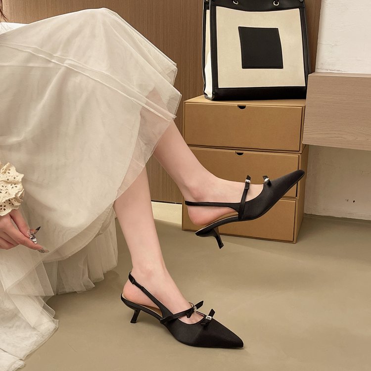 Satin Bow Evening Sandals, picture 3 of 5