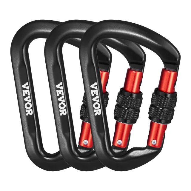Climbing Carabiner Clips, Heavy Duty Caribiner, Professional 30 KN 6744 Lbs Spindle Strength, Large D Shaped For Hiking,Rappelling,Rescue,Dog Leash... Black Red - Shop at LoveMi