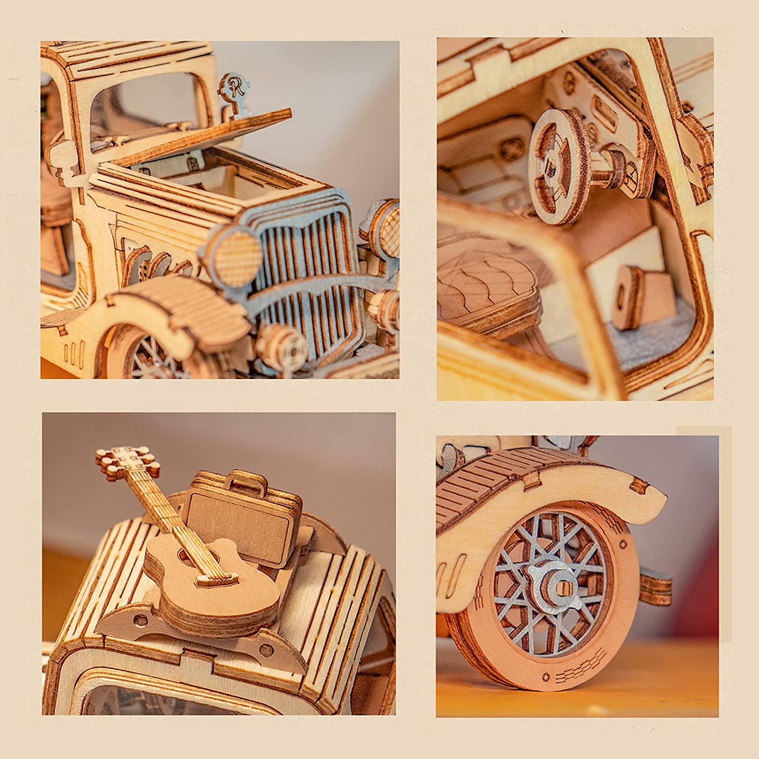 Robotime Rolife Vintage Car Model 3D Wooden Puzzle Toys For Children Kids