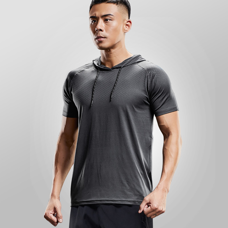 Men's Hooded Long Sleeve Sports Running Fitness T-shirt