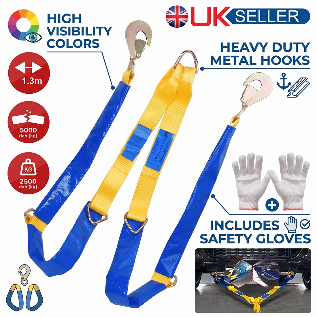 Winching Assistance Straps Webbing Winch Brother 5000KG 5T Vehicle Recovery Tool — image 3