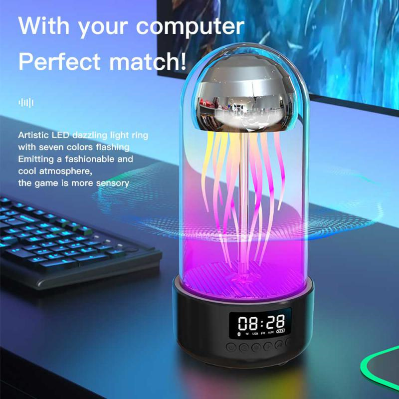 3in1 Colorful Jellyfish Lamp med Clock Luminous bærbar - Miniatyr 4