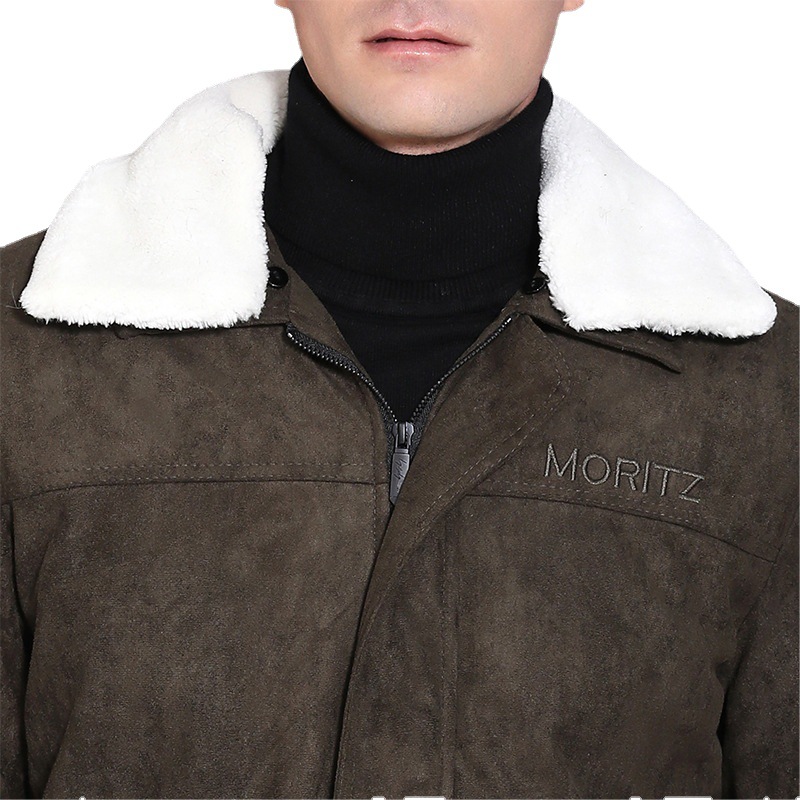 Suede Men's Warm Casual Fur Collar Jacket